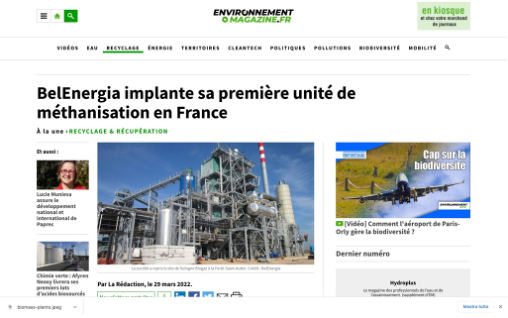 BelEnergia installa il suo primo impianto di bioimetanoo in Francia 